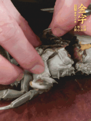 大閘蟹洗凈對(duì)半切，去底蓋去鰓。